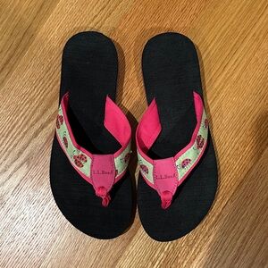 NEVER WORN L.L. Bean Women's Pink & Black Ladybug Sandals - Kids 5/6; Women’s 7
